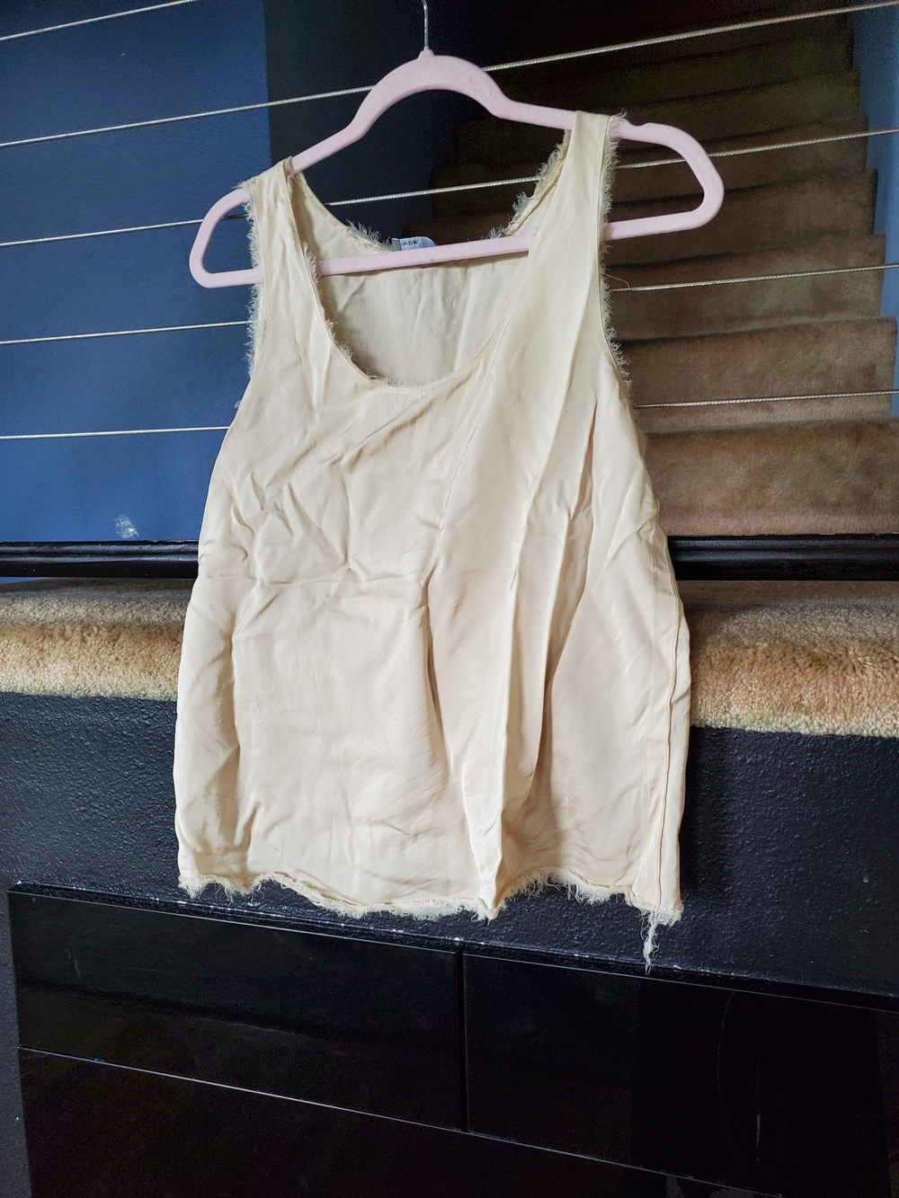 Vince Cream Frayed Edge Tank Top